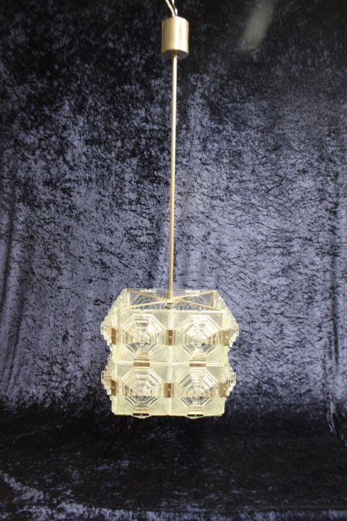 Early 20th Century Art Deco Check Ceiling Light