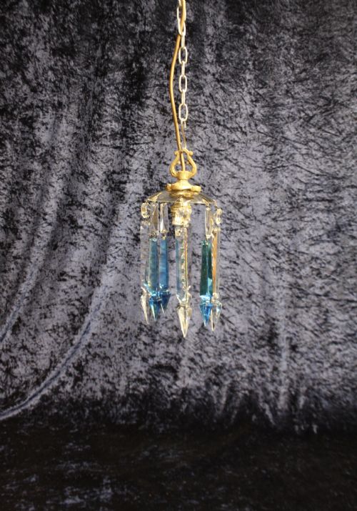 Early 20th Century Small Blue Coloured Lustre Chandelier