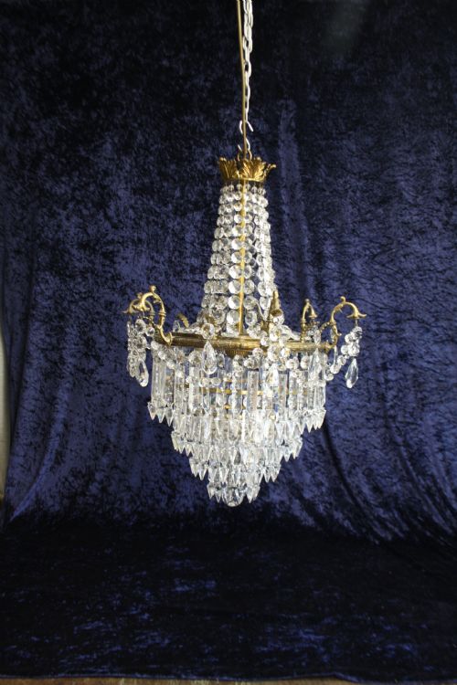 Early 20th Century Large Four Tier Lustre Chandelier