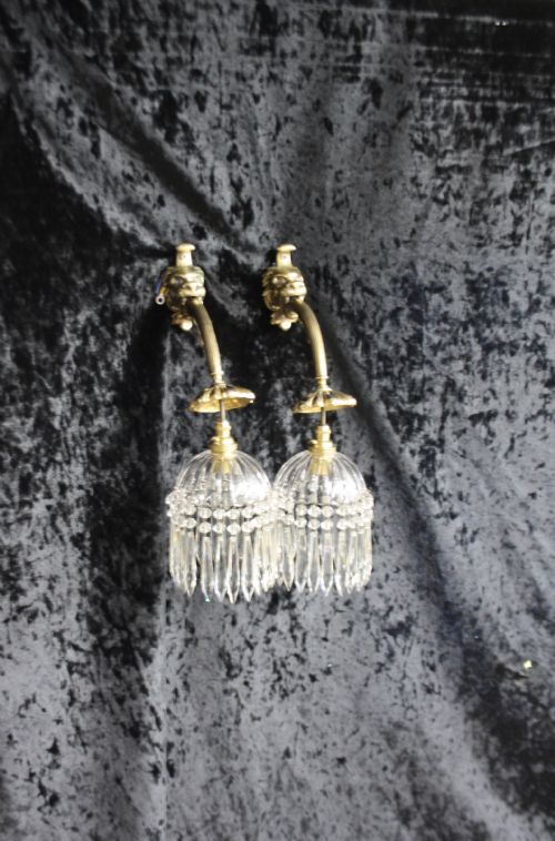 Pair of Late 19th Century Lion and Spike Wall Lights