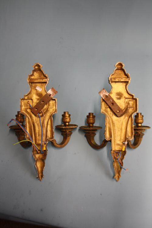 EARLY 20TH CENTURY PAIR OF BRASS WALL LIGHTS - ADDITIONAL PHOTO 1