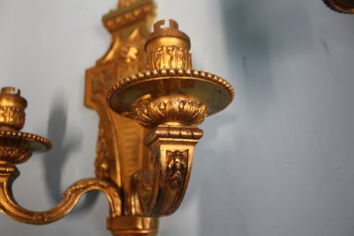 EARLY 20TH CENTURY PAIR OF BRASS WALL LIGHTS - ADDITIONAL PHOTO 2