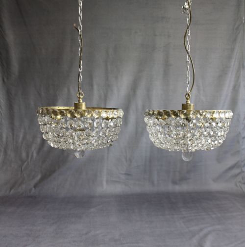 Pair of Early 20th Century Shallow Bag Chandelier