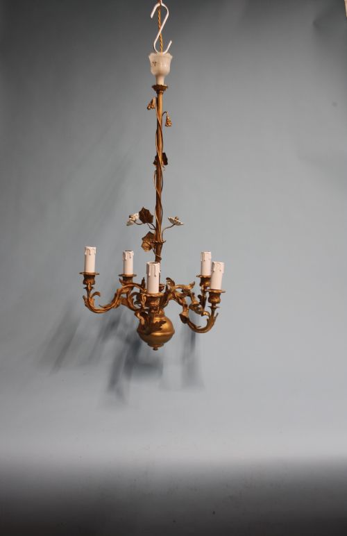 Early 20th Century Gilded Brass Chandelier