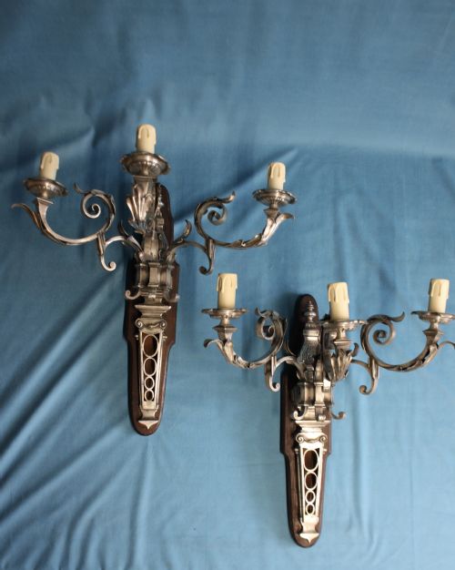 PAIR OF EARLY 20TH CENTURY NICKEL SILVER WALL LIGHTS - ADDITIONAL PHOTO 1
