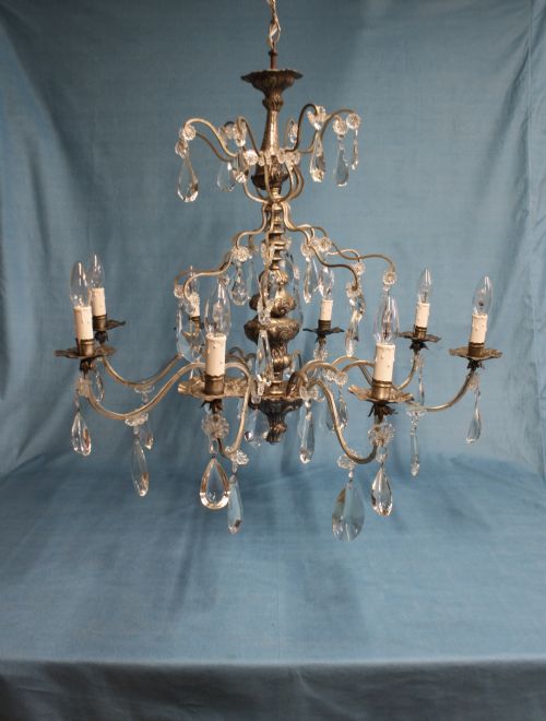 Early 20th Century Large Silvered Chandelier
