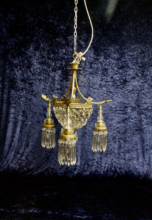 Early 20th Century Bag Chandelier with 3 Arms
