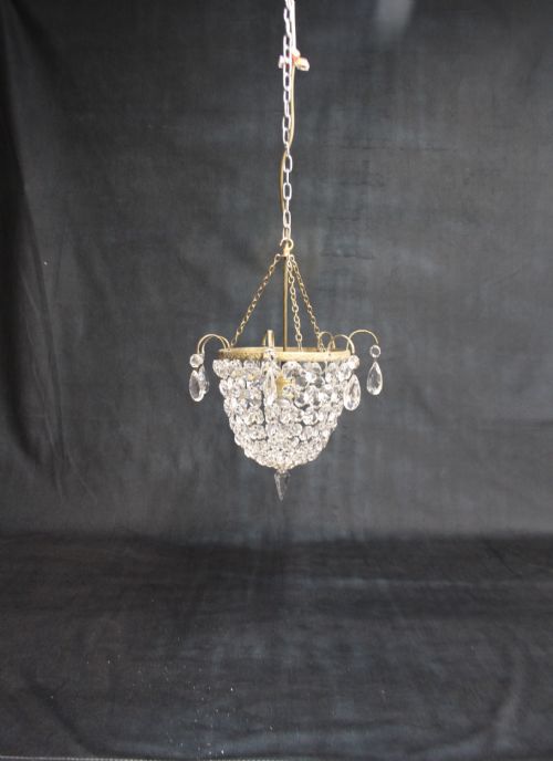 Early 20th Century Bag Chandelier with Decorative Finials
