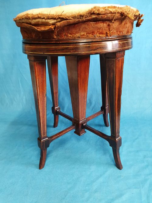 19THCENTURY ROSEWOOD STOOL WITH BONE INLAY - ADDITIONAL PHOTO 8