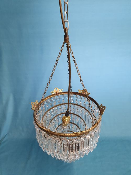 EARLY 20TH CENTURY SIX TEAR SPIKE CHANDELIER - ADDITIONAL PHOTO 8