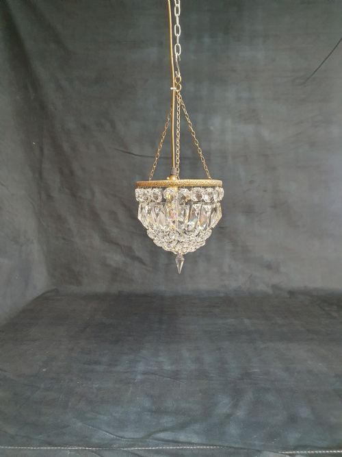 early 20th century bag chandelier with prisms - CATEGORY: ANTIQUE LIGHTING - DATED 1930