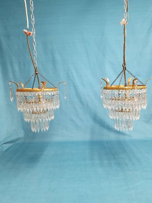 early 20th century pair of spike chandelier with finials to the edge - CATEGORY: ANTIQUE LIGHTING - DATED 1930