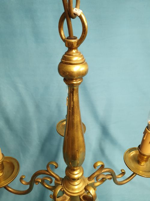 EARLY 20TH CENTURY SUPER QUALITY DUTCH STYLE CHANDELIER IN BRASS - ADDITIONAL PHOTO 5
