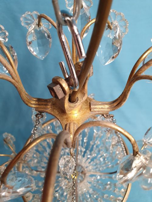 EARLY 20TH CENTURY CUT GLASS BASKET CHANDELIER - ADDITIONAL PHOTO 5