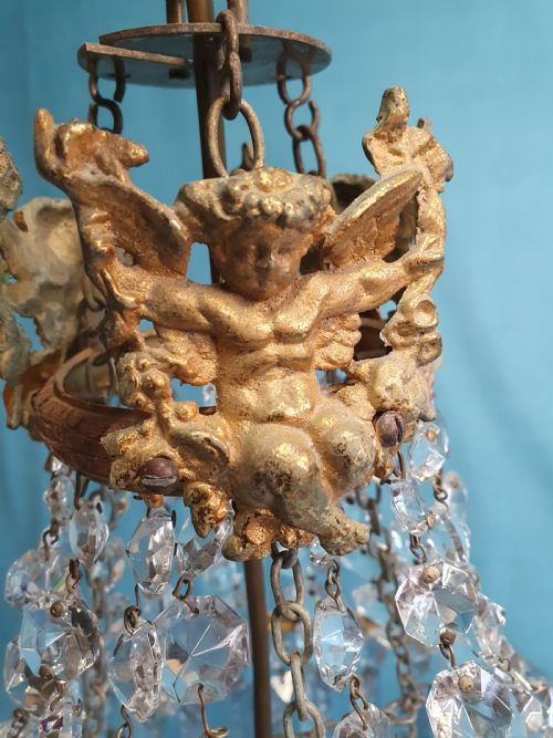 EARLY 20TH CENTURY LUSTRE CHANDELIER WITH CHERUBS - ADDITIONAL PHOTO 8