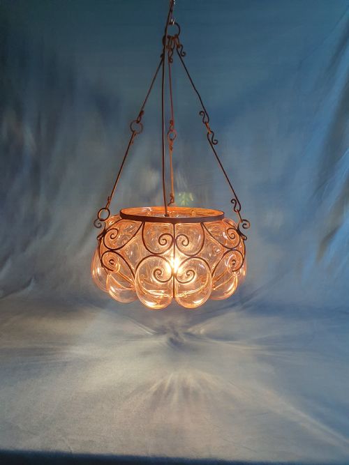 LARGE HANDBLOWN GLASS PENDANT WITH WIRE CONSTRUCTION - ADDITIONAL PHOTO 6