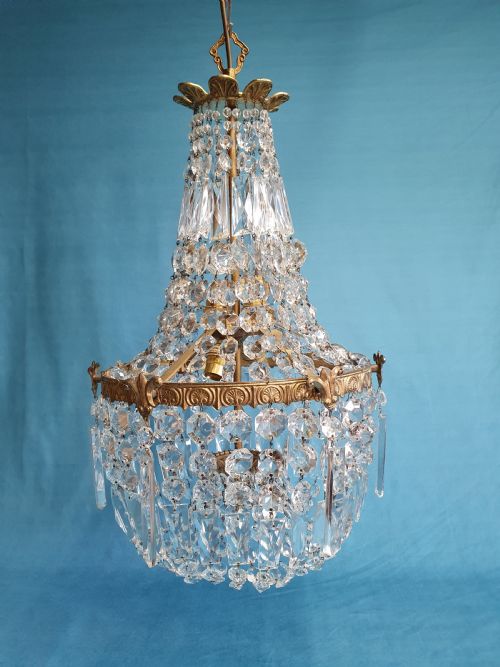 EARLY 20TH CENTURY LARGE PRISM CHANDELIER - ADDITIONAL PHOTO 7