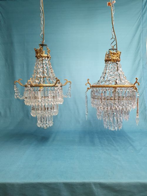 early 20th century matched pair of lustre chandeliers - CATEGORY: ANTIQUE LIGHTING - DATED 1930