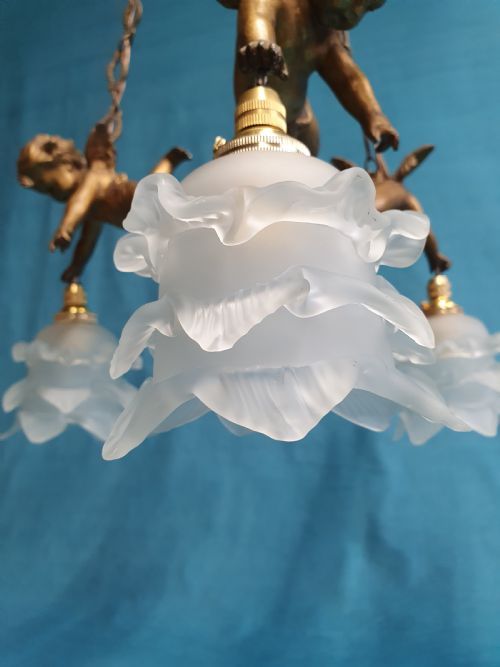 EARLY 20TH CENTURY FRENCH CHERUB CHANDELIER - ADDITIONAL PHOTO 4