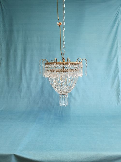 early 20th century chandelier with prisms and spikes - CATEGORY: ANTIQUE LIGHTING - DATED 1930