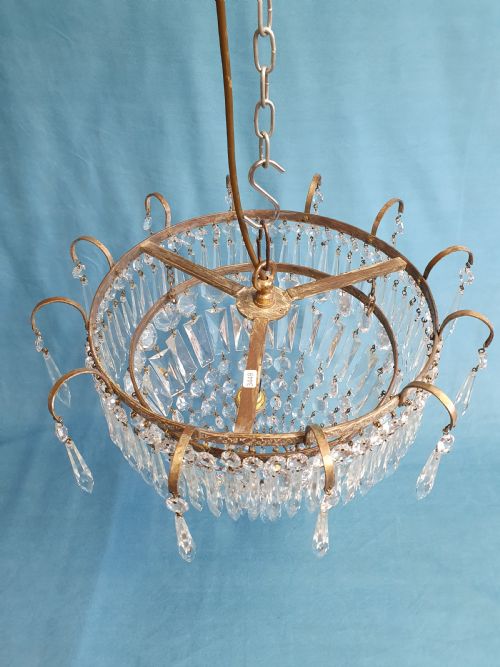 EARLY 20TH CENTURY CHANDELIER WITH PRISMS AND SPIKES - ADDITIONAL PHOTO 6