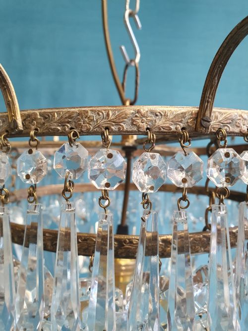 EARLY 20TH CENTURY CHANDELIER WITH PRISMS AND SPIKES - ADDITIONAL PHOTO 7