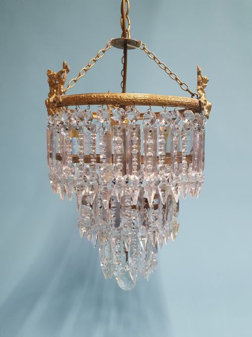 EARLY 20TH CENTURY LUSTER CHANDELIER WITH CHERUBS - ADDITIONAL PHOTO 5