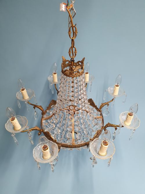 EARLY 20TH CENTURY SWAG CHANDELIER WITH 8 ARMS - ADDITIONAL PHOTO 3