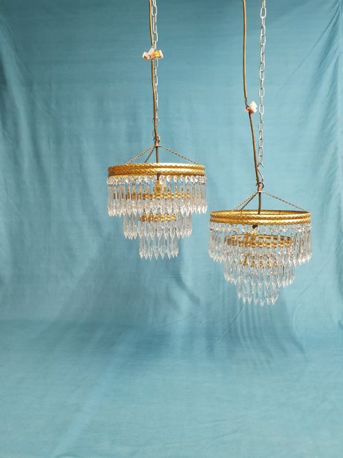 really nice pair of 10 spike chandeliers with stitch moulded rings - CATEGORY: ANTIQUE LIGHTING - DATED 1930