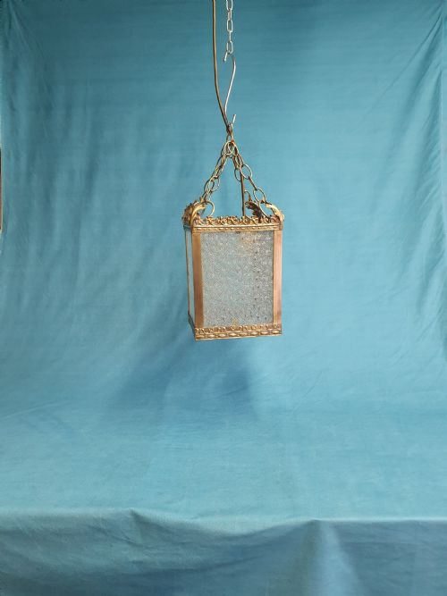 EARLY 20TH CENTURY BRASS HALL LIGHT WITH CORONET TOP - ADDITIONAL PHOTO 1