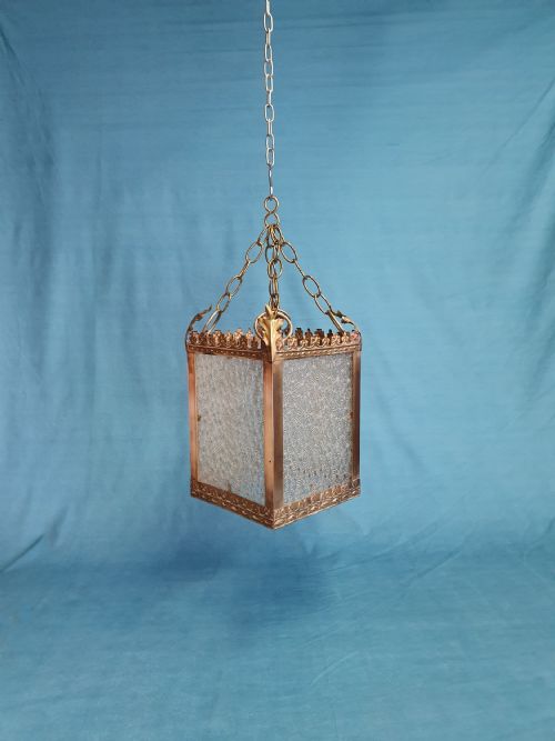 early 20th century brass hall light with coronet top - CATEGORY: ANTIQUE LIGHTING - DATED 1930