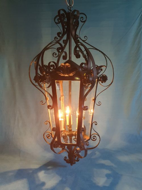 EARLY 20TH CENTURY LARGE STEEL PORCH LIGHT - ADDITIONAL PHOTO 4