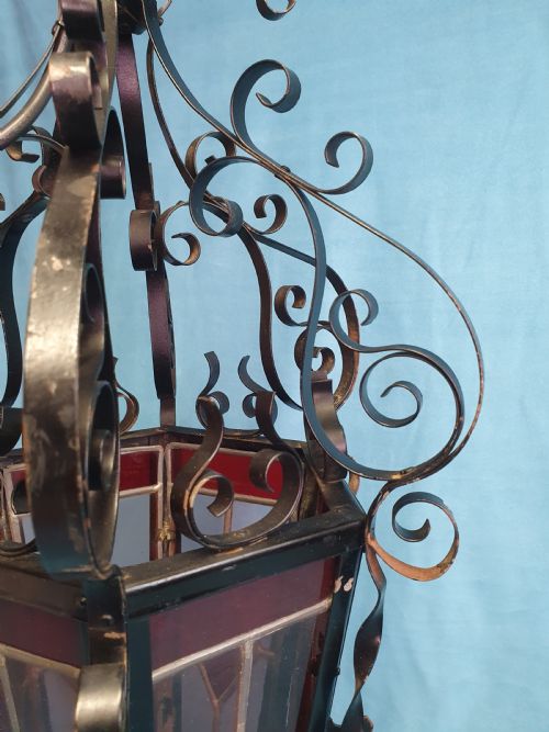 EARLY 20TH CENTURY STEEL PORCH LANTERN - ADDITIONAL PHOTO 1