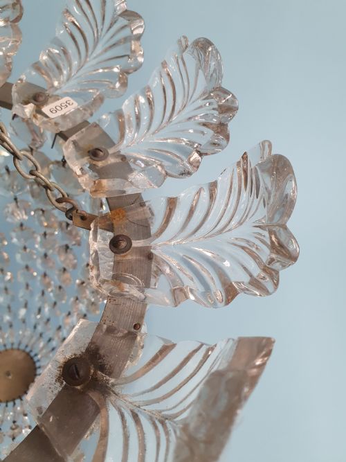 EARLY 20TH CENTURY BAG CHANDELIER WITH VERY LARGE GLASS LEAF DECORATION 13 - ADDITIONAL PHOTO 2