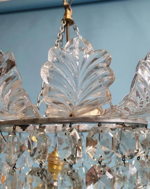 EARLY 20TH CENTURY BAG CHANDELIER WITH VERY LARGE GLASS LEAF DECORATION 13 - ADDITIONAL PHOTO 4