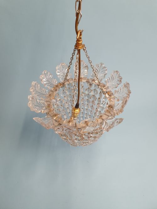 EARLY 20TH CENTURY BAG CHANDELIER WITH VERY LARGE GLASS LEAF DECORATION 13 - ADDITIONAL PHOTO 6
