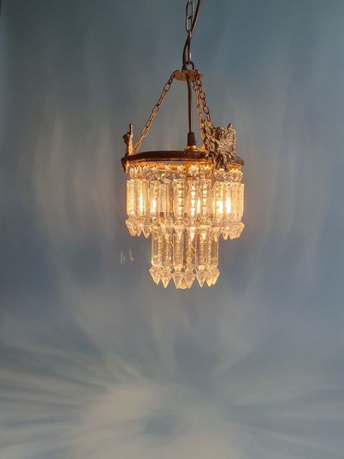 CHANDELIER WITH CHERUB OF DECORATION TO THE TOP DECORATED WITH TWO TIERS OF LUSTRES 10 - ADDITIONAL PHOTO 1