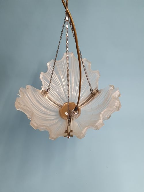 ART DECO GLASS AND CHROME CHANDELIER - ADDITIONAL PHOTO 3