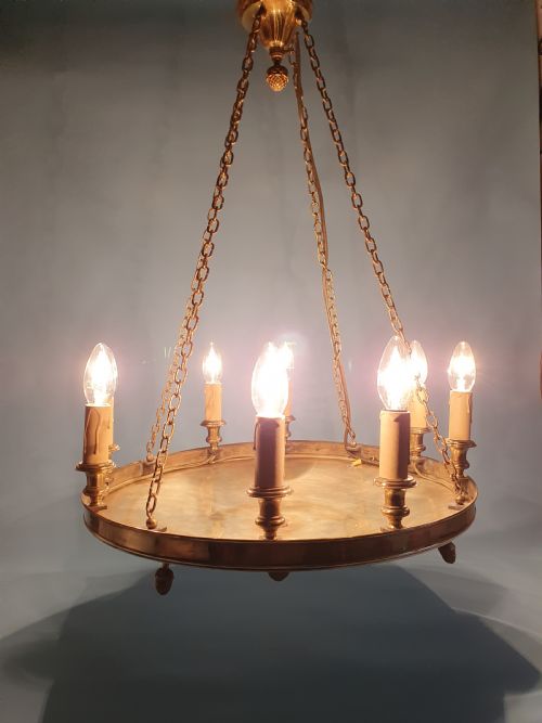 EARLY 20TH CENTURY BRASS CHANDELIER WITH 12 BULBS - ADDITIONAL PHOTO 2