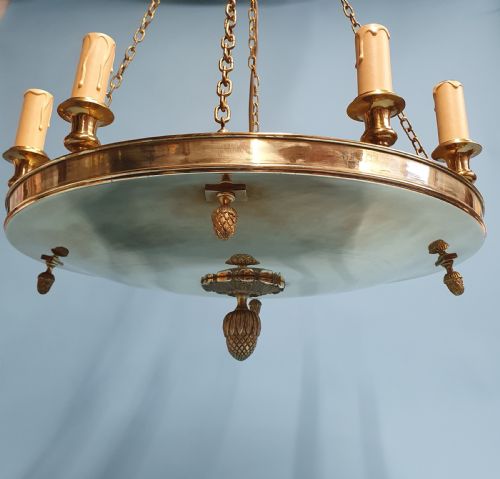 EARLY 20TH CENTURY BRASS CHANDELIER WITH 12 BULBS - ADDITIONAL PHOTO 4