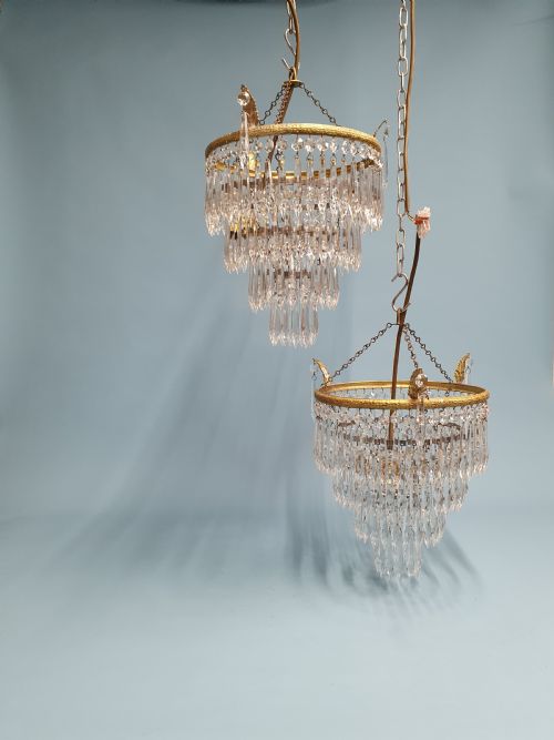 early 20th century pair of spike chandelier with finials 11 - CATEGORY: ANTIQUE LIGHTING - DATED 1930