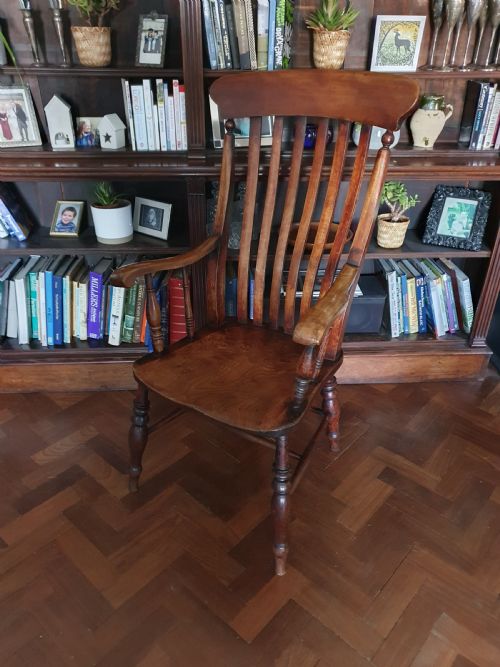 victorian windsor carver chair with elm seat - CATEGORY: ANTIQUE CHAIRS - DATED 1880