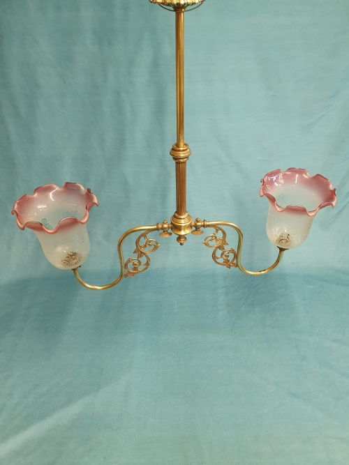 LATE 19TH CENTURY BRASS AND GLASS CHANDELIER - ADDITIONAL PHOTO 6