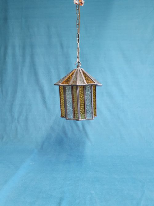 early 20th century leaded porch light - CATEGORY: ANTIQUE LIGHTING - DATED EDWARDIAN