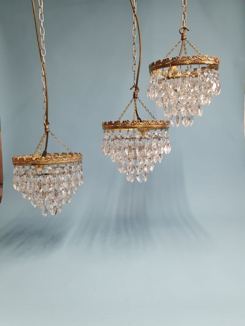 set a three early 20th century drip chandeliers - CATEGORY: ANTIQUE LIGHTING - DATED 1930