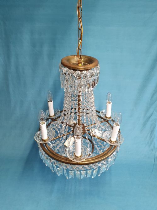 LARGE CHANDELIER WITH SWAGS NINE BULB HOLDERS 20 - ADDITIONAL PHOTO 5