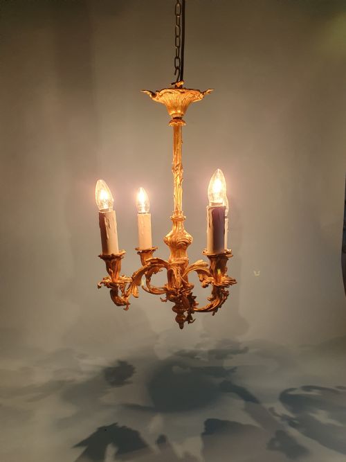 SUPER QUALITY FOUR ARM GILT CHANDELIER - ADDITIONAL PHOTO 7