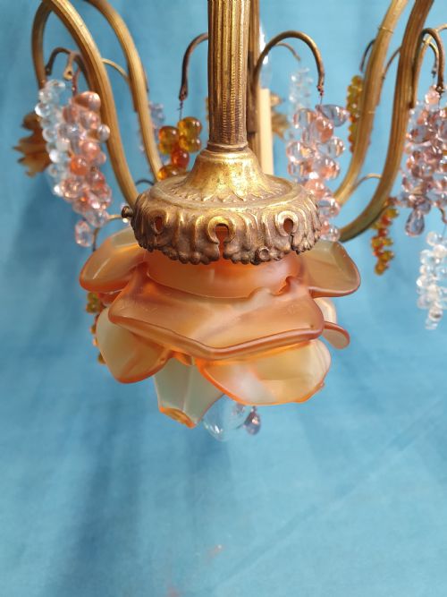 LARGE FRENCH CHANDELIER WITH GLASS BUNCHES OF GRAPES - ADDITIONAL PHOTO 7