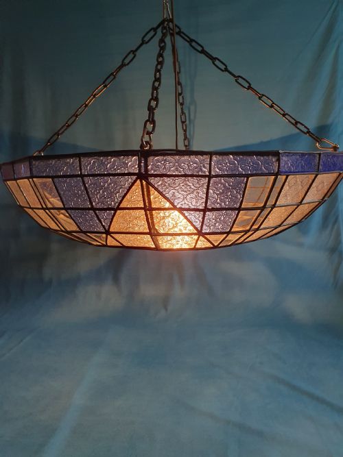 LARGE PAIR OF EARLY 20TH CENTURY LEADED CEILING LIGHTS - ADDITIONAL PHOTO 6
