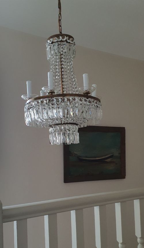 LARGE CHANDELIER WITH SWAGS NINE BULB HOLDERS 20 - ADDITIONAL PHOTO 1